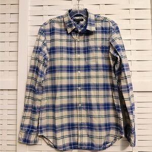 Banana Republic Blue and Green Plaid Men's Shirt